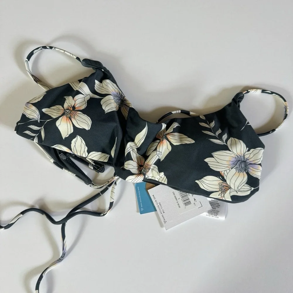 O'Neill L13618 Womens Black Saltwater Albany Surfside Bikini Top Size Large